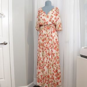 Luxology Red Floral Tiered Maxi Dress NWT - Size S